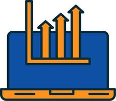 digital economia linha preenchidas dois cores ícone vetor