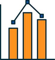 Estatisticas linha preenchidas dois cores ícone vetor