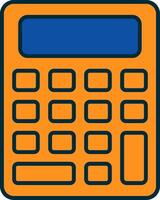 calculadora linha preenchidas dois cores ícone vetor