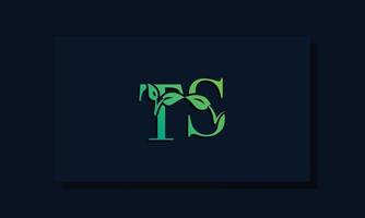 logotipo ts inicial em estilo folha mínimo vetor
