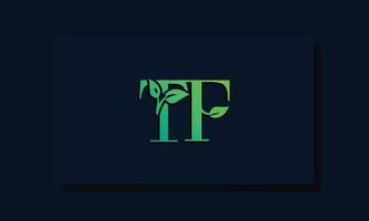 logotipo tf inicial em estilo folha mínimo vetor