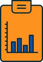 Barra gráfico linha preenchidas dois cores ícone vetor