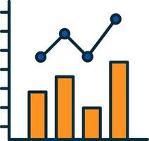 Barra gráfico linha preenchidas dois cores ícone vetor