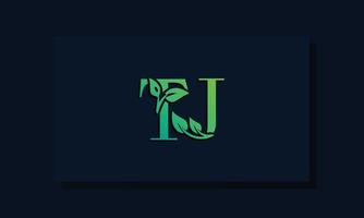 logotipo tj inicial em estilo folha mínimo vetor