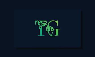 logotipo tg inicial de estilo folha mínimo vetor