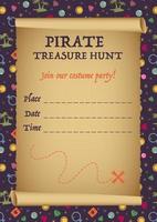design de cartão de convite para caça ao tesouro pirata