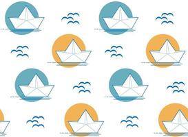 padrão de barcos ou navios de papel de origami. vetor