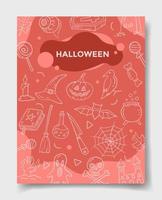 halloween com estilo doodle para modelo de banners, flyer, livros e capa de revista vetor
