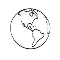 linha arte américa planeta terra ilustração vetorial isolado no fundo branco vetor