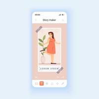 edição de fotos modelo de vetor de interface de smartphone em modo diurno