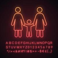 ícone de luz neon de família lésbica vetor