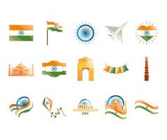 conjunto de ícones de independência da índia vetor