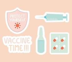 ícones cobiçosos da hora da vacina vetor