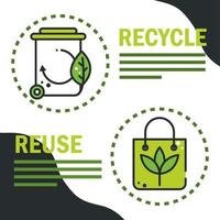 ecologia, reciclar e reutilizar vetor