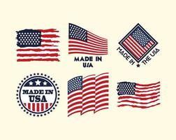 conjunto de emblemas made in USA vetor