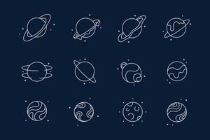 uma conjunto do ícones com planetas. esboço ícones. editável AVC. vetor