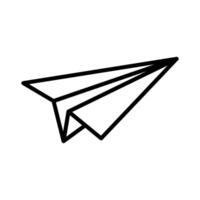 simples papel avião Preto linha ícone. origami papel avião. feito à mão aeronave em branco fundo. vetor ilustração.