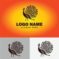 pavão logotipo luxo estilo ícone companhia marca o negócio pavão logotipo modelo editável vetor