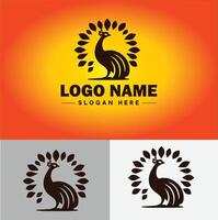 pavão logotipo luxo estilo ícone companhia marca o negócio pavão logotipo modelo editável vetor