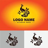 pavão logotipo luxo estilo ícone companhia marca o negócio pavão logotipo modelo editável vetor