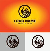 pavão logotipo luxo estilo ícone companhia marca o negócio pavão logotipo modelo editável vetor