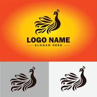 pavão logotipo luxo estilo ícone companhia marca o negócio pavão logotipo modelo editável vetor