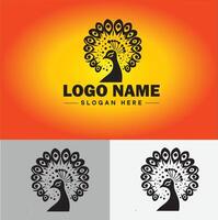 pavão logotipo luxo estilo ícone companhia marca o negócio pavão logotipo modelo editável vetor
