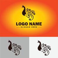 pavão logotipo luxo estilo ícone companhia marca o negócio pavão logotipo modelo editável vetor