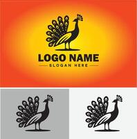 pavão logotipo luxo estilo ícone companhia marca o negócio pavão logotipo modelo editável vetor