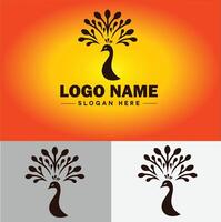 pavão logotipo luxo estilo ícone companhia marca o negócio pavão logotipo modelo editável vetor