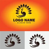 pavão logotipo luxo estilo ícone companhia marca o negócio pavão logotipo modelo editável vetor