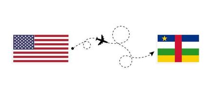 voo e viagem dos EUA para a República Centro-Africana pelo conceito de viagem de avião de passageiros vetor