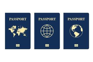 passaporte biométrico internacional azul isolado no fundo branco vetor