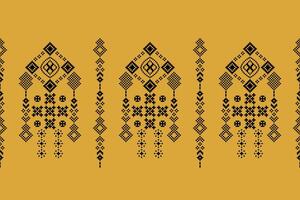 étnico geométrico tecido padronizar Cruz ponto.ikat bordado étnico oriental pixel padronizar amarelo fundo. resumo,vetor,ilustração. textura,vestuário,cachecol,decoração,motivos,seda papel de parede. vetor