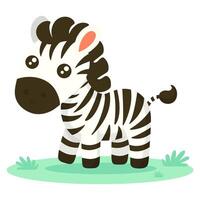 fofa pequeno zebra dentro a Prado. vetor bebê ilustração