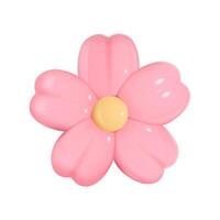 3d minimalista Rosa sakura flor em uma branco fundo. vetor