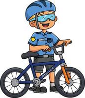 polícia Policial com uma bicicleta desenho animado colori clipart vetor