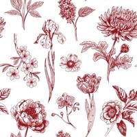 abstrato moderno floral desatado padronizar com mão desenhado flor dentro toile de alegria estilo. retro elegância repetir imprimir. vintage Projeto para tecido, papel de parede ou invólucro vetor