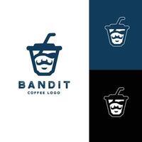 bandido logotipo gelo café copo caneca Projeto vetor