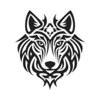 tribal tatuagem do a Lobo cabeça dentro céltico e nórdico enfeite plano estilo Projeto vetor ilustração.