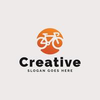 moderno bicicleta logotipo Projeto com laranja esfera fundo para uma criativo marca vetor