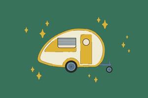 RV campista para acampar. o veículo é uma casa de rua para recreação. um trailer de acampamento, uma casa móvel, um carro de caravana. casa móvel para viagens pelo campo e naturais. ilustração vetorial vetor