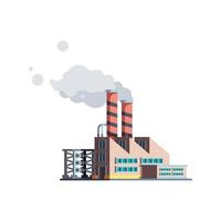 fábrica edifícios industriais manufatura poluição do ar imagens planas ilustração prédio manufatura torre produção construção com oleoduto vetor