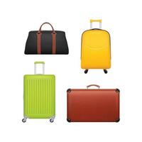 bagagem coleção de mala de viagem realista ilustração de turistas de negócios mala bagagem férias viagem coleção de bagagem vetor