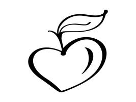 Ícone da ilustração do vetor do logotipo do coração do amor da árvore do crescimento do vegetariano, projeto do alimento. Letras manuscritas para restaurante, menu de café cru. Coleção caligráfica e tipográfica