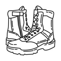 ícone de botas de policial. doodle desenhado à mão ou estilo de ícone de contorno vetor