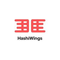 hashiwings - representa uma estilo japonês logotipo ícone elemento conceito dentro vermelho. vetor