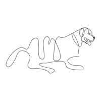 vetor cachorro animal animal contínuo 1 linha arte silhueta desenhando isolado em branco fundo