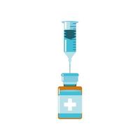 seringa médica de plástico com agulha e frasco, vacina mundial vetor