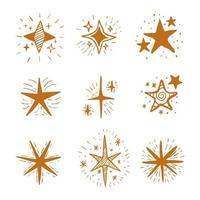 conjunto de mão desenhar ícone ilustração estrelas brilhantes, estrelas cintilantes, estrelas cintilantes vetor